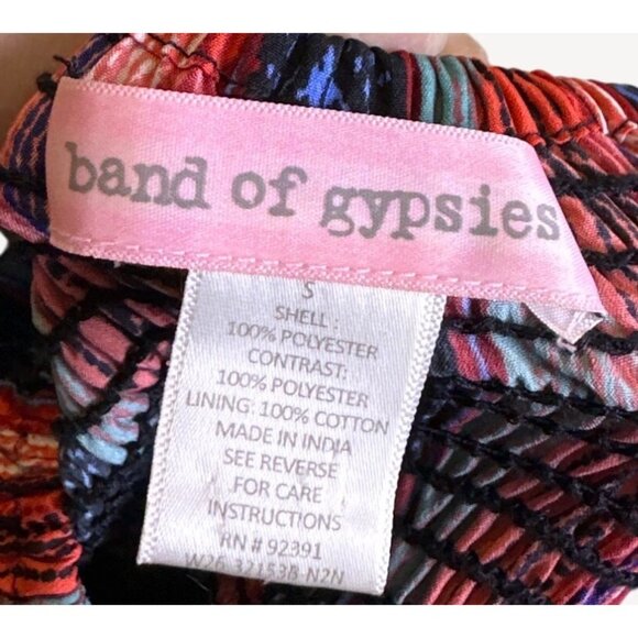 Band Of Gypsies Striped Corset Bustier Mini Dress Smocking Red Blue Size Small - Picture 12 of 13